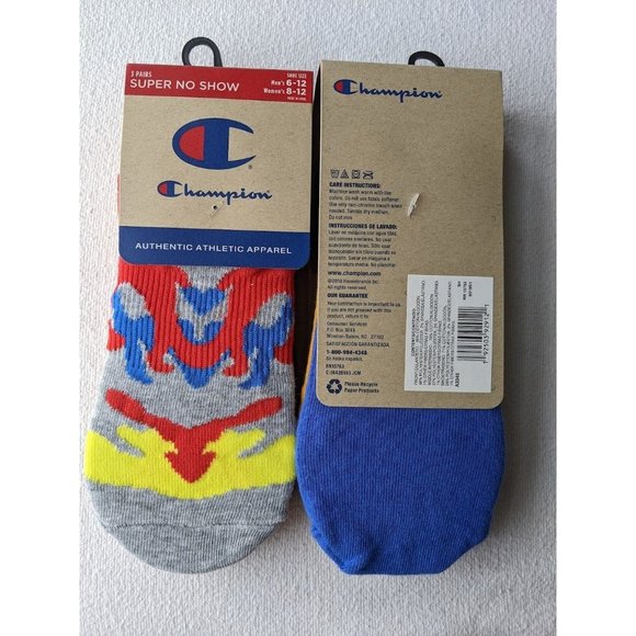 2 Pk Champion Super No Show Socks Women's Size 8-12 Men's 6-12  Total 6 Pair NEW - Picture 2 of 2